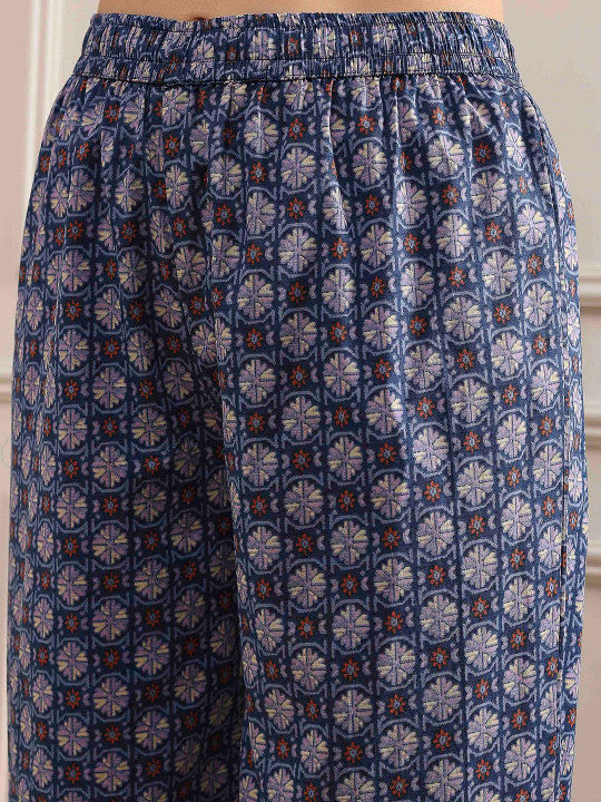 Biba Women Ethnic Motifs Printed Cotton Kurta with Palazzos & Dupatta