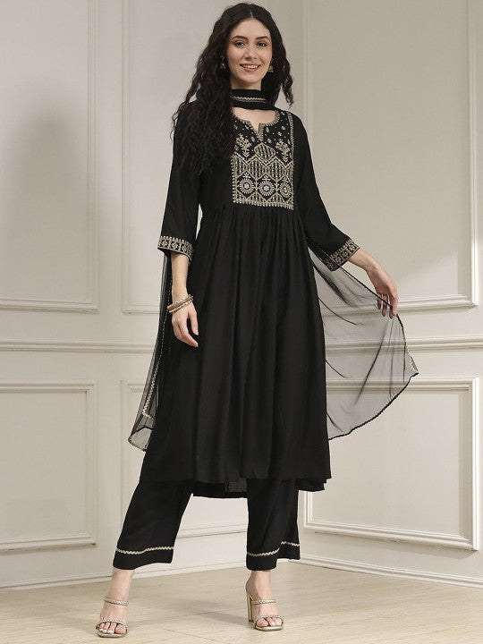 Biba Women Ethnic Motifs Printed Anarkali Kurta with Trousers & Dupatta
