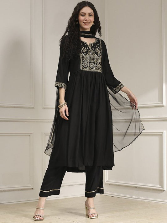 Biba Women Ethnic Motifs Printed Anarkali Kurta with Trousers & Dupatta