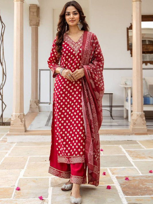 Ishin Ethnic Motifs Printed Beads & stones Straight Kurta