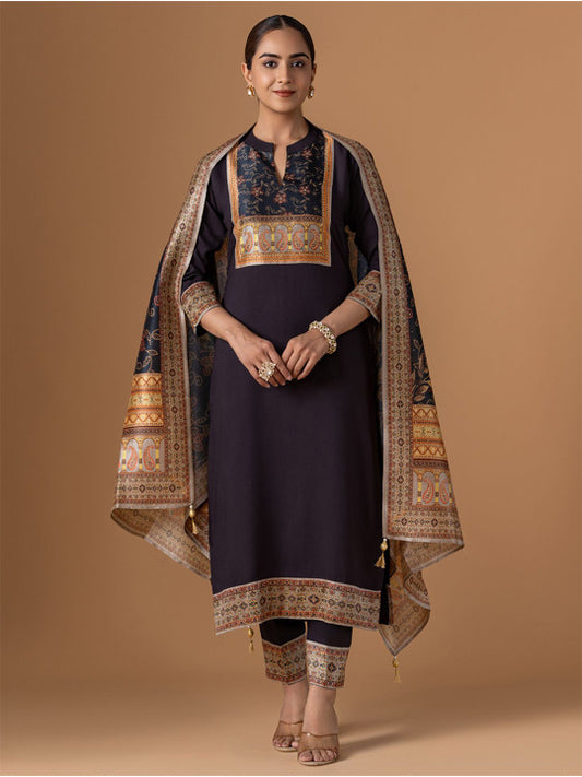 WOMEN PLUS Women Ethnic Motifs Yoke Design Beads and Stones Kurta with Trousers & Dupatta