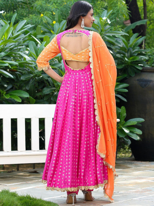 ASHEERA Women Ethnic Motifs Printed Anarkali Kurta with Trouser & Dupatta