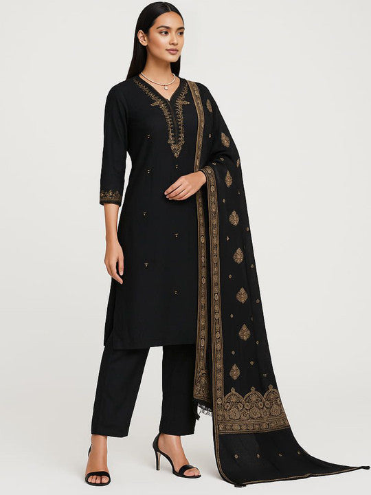Ethnicity Ethnic Motifs Embroidered Sequinned Straight Kurta With Trousers & Dupatta