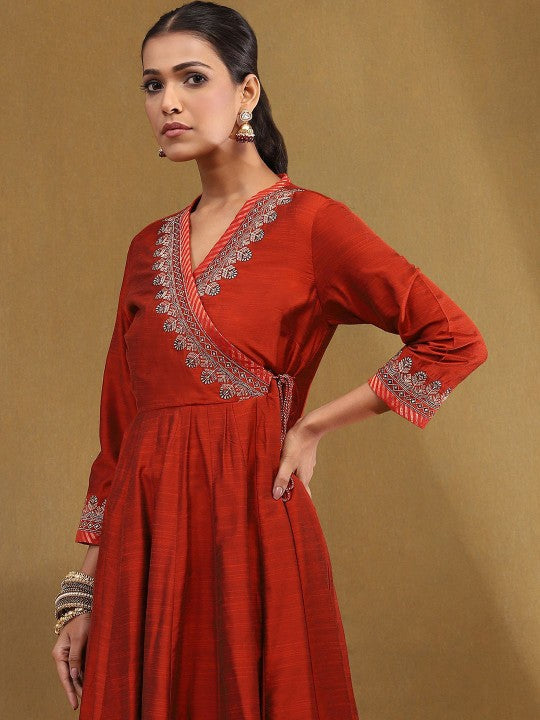 Biba Floral Yoke Design Angrakha Anarkali Kurta
