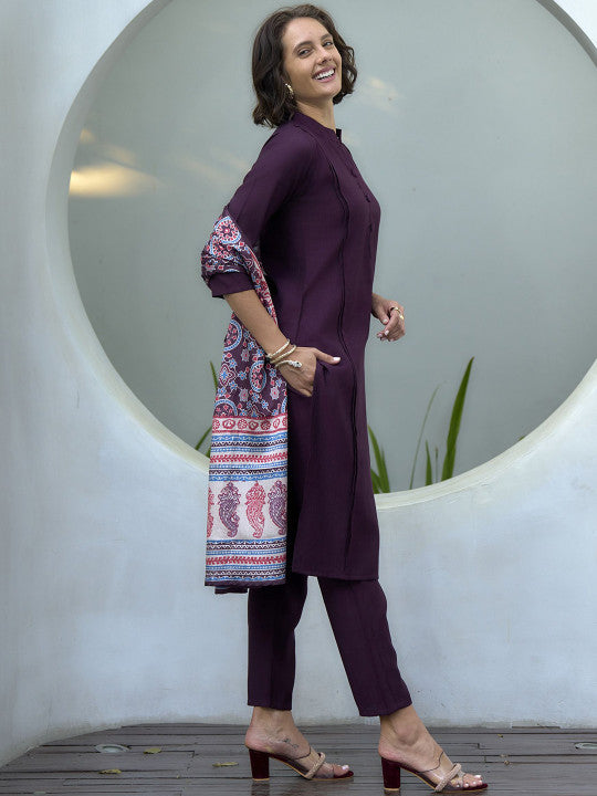 DEVATITHI Women Floral Regular Kurta & Trouser With Dupatta