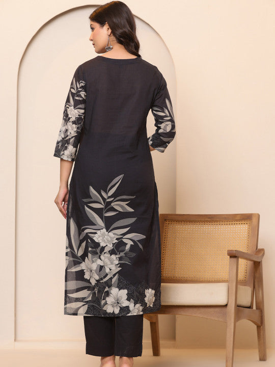 all about you Floral Printed  Pure Cotton Kurta With Trousers & Dupatta