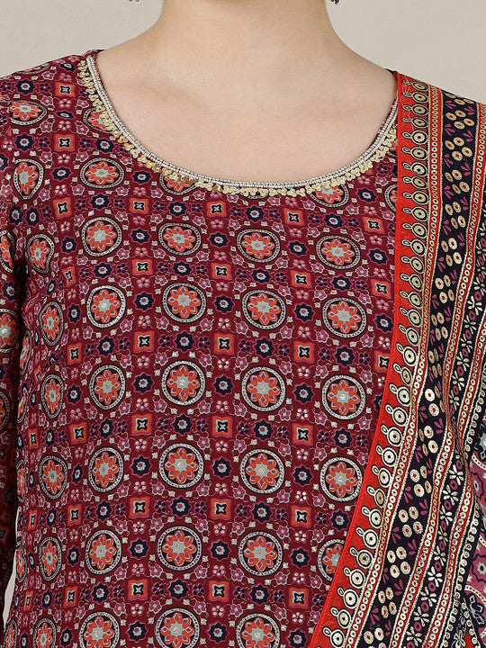 AURELIA Women Printed Kurta with Palazzos & With Dupatta