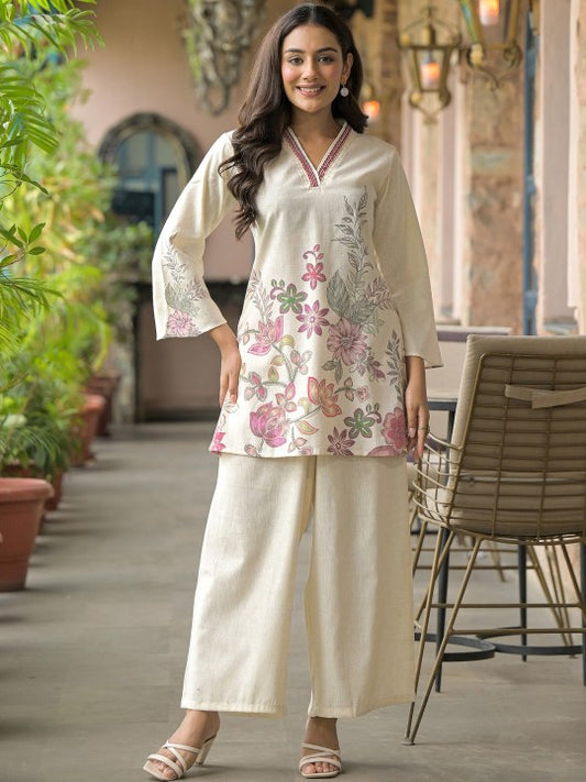 SZN Women Printed Pure Cotton Tunic and Palazzos
