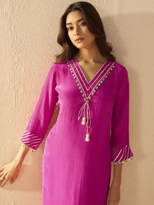 AUTUMN LANE Women Floral Embroidered Kurta with Trousers & Dupatta
