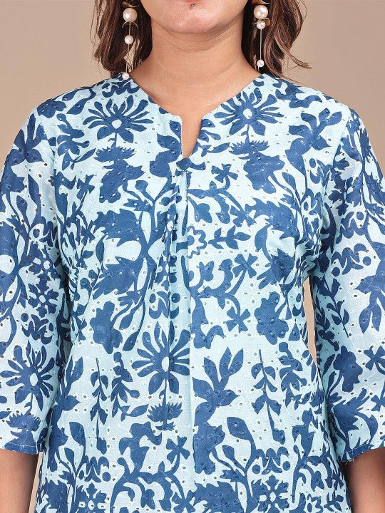 Tikhi Imli Embellished Cotton V-Neck Tunic With Trousers Co-Ords