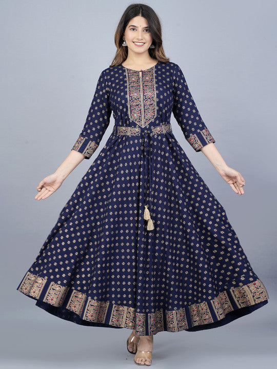 JAIPURI COLLECTION Ethnic Motifs Printed Gotta Patti Ethnic Dresses