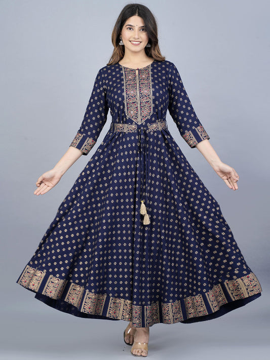 JAIPURI COLLECTION Ethnic Motifs Printed Gotta Patti Ethnic Dresses