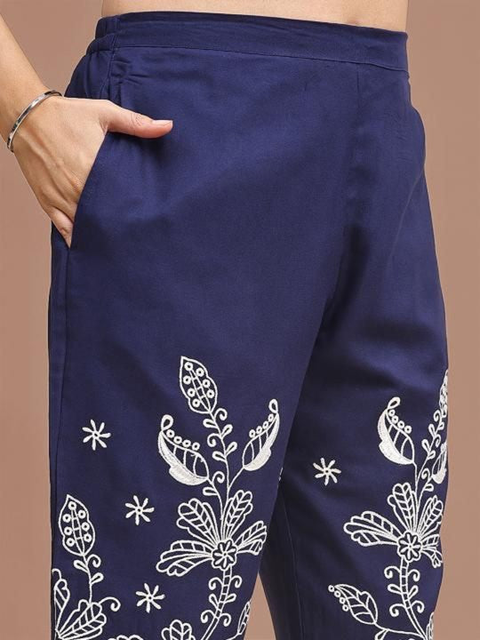Tikhi Imli Embroidered V Neck Tunic With Trousers Co-Ords Set