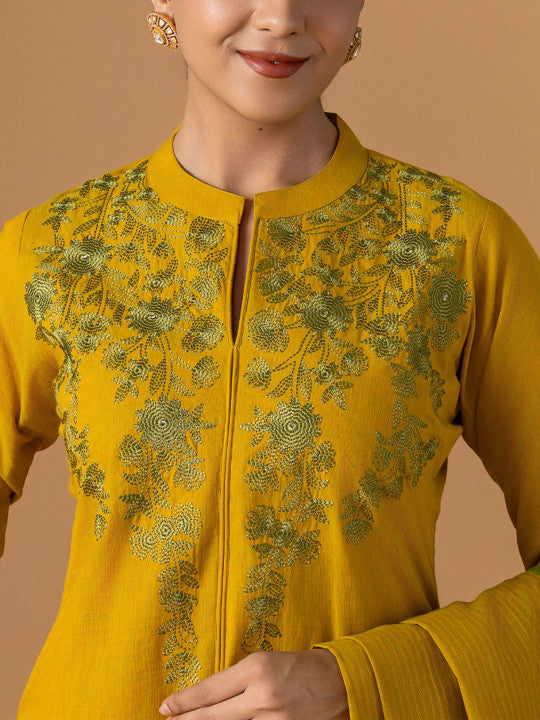WOMEN PLUS Embroidered Pure Cotton Suit Set