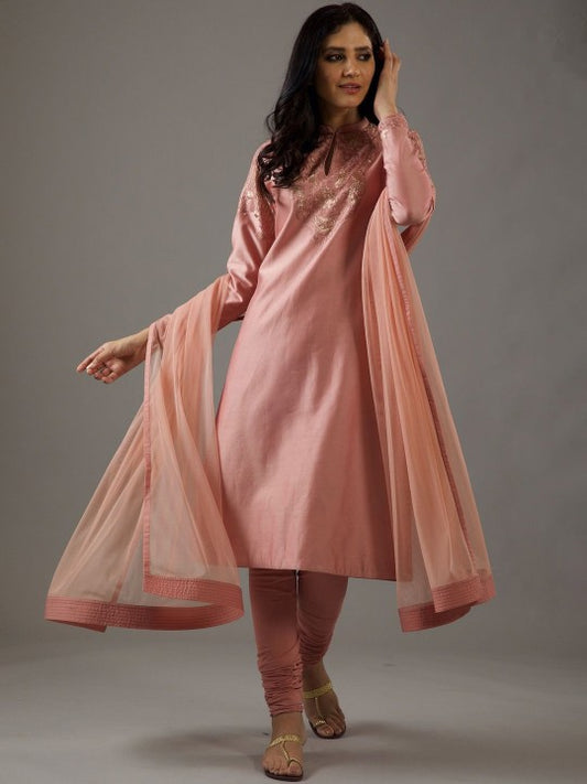 Balance by Rohit Bal Women Embroidered Regular Chanderi Silk Kurta