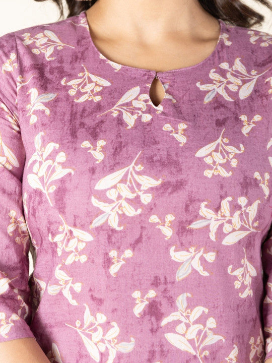 Aramya Women Floral Printed Regular Pure Cotton Kurta with Trousers & With Dupatta