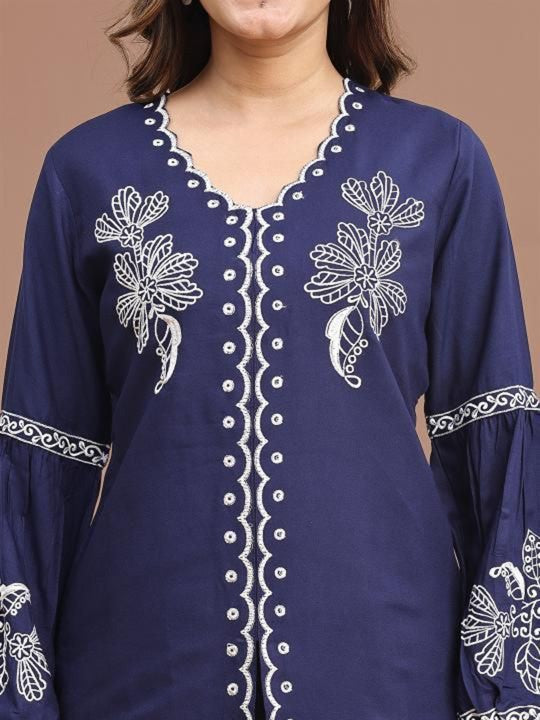 Tikhi Imli Embroidered V Neck Tunic With Trousers Co-Ords Set