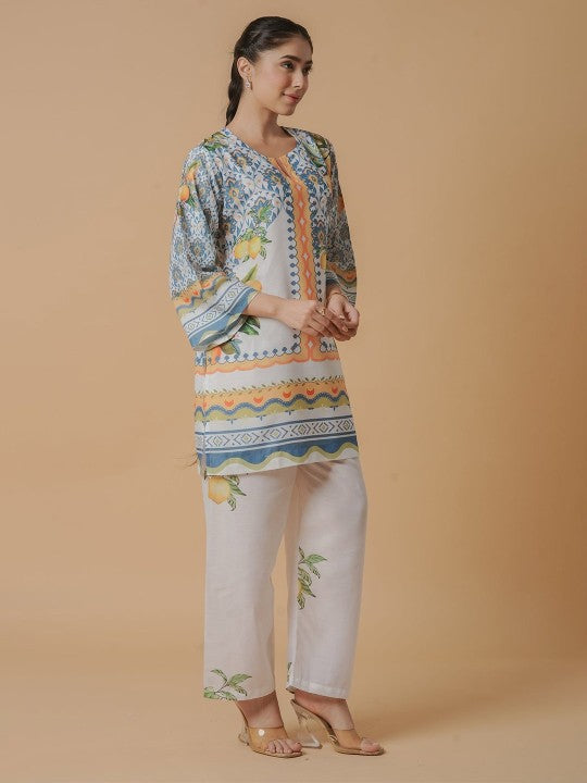 HOUSE OF KARI Printed Round Neck Tunic With Trousers Co-Ords