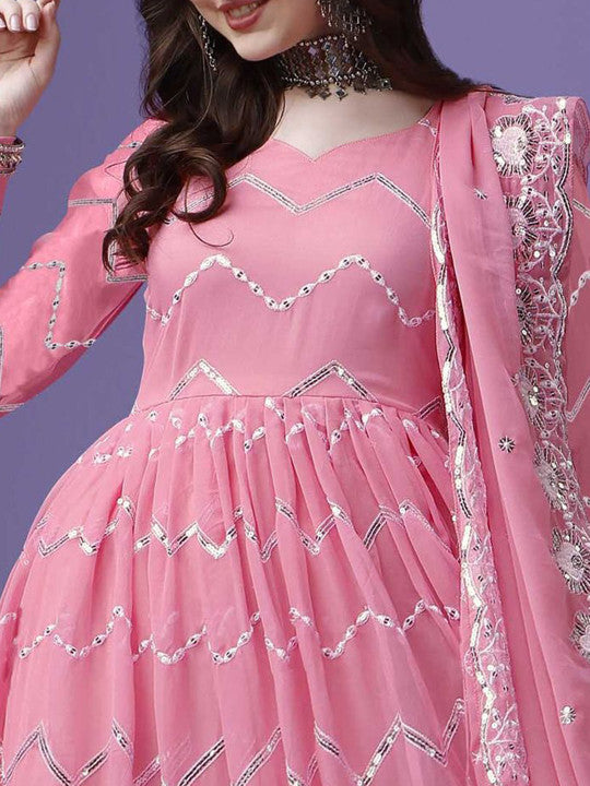AG TEXTILE Women Geometric Embroidered Festive Anarkali Kurta