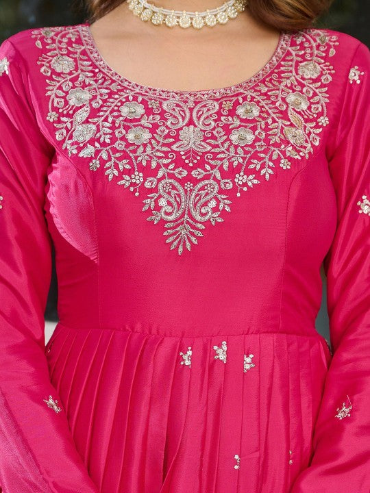 DIVASTRI Women Ethnic Motifs Embroidered Anarkali Pleated Kurta