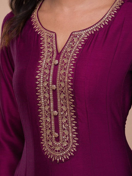 Trendmalls Women Floral Embroidered Kurta