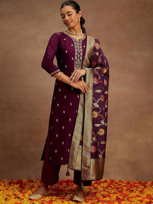 GUNVANTI FAB Women Floral Embroidered Regular Pure Cotton Kurta