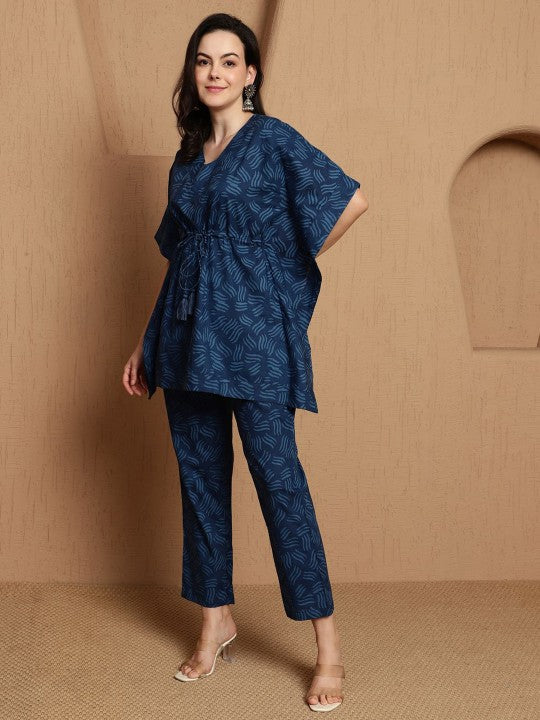 BANDIA Women Printed Kaftan With Trouser Set