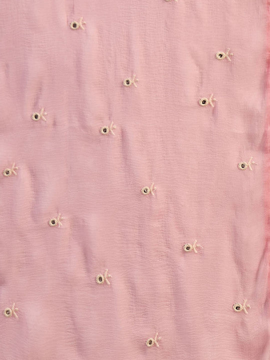 Floral Printed Pure Cotton V-Neck Straight Kurta With Trouser & Dupatta