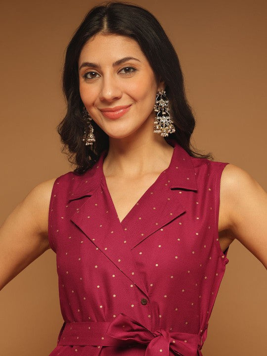 Anouk Printed Top With Trousers Co-Ords With Belt