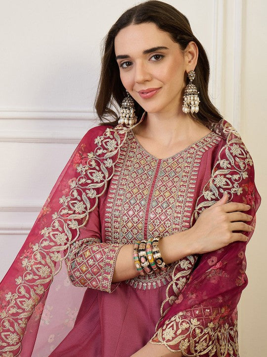 House of Pataudi Embroidered A-Line Kurta