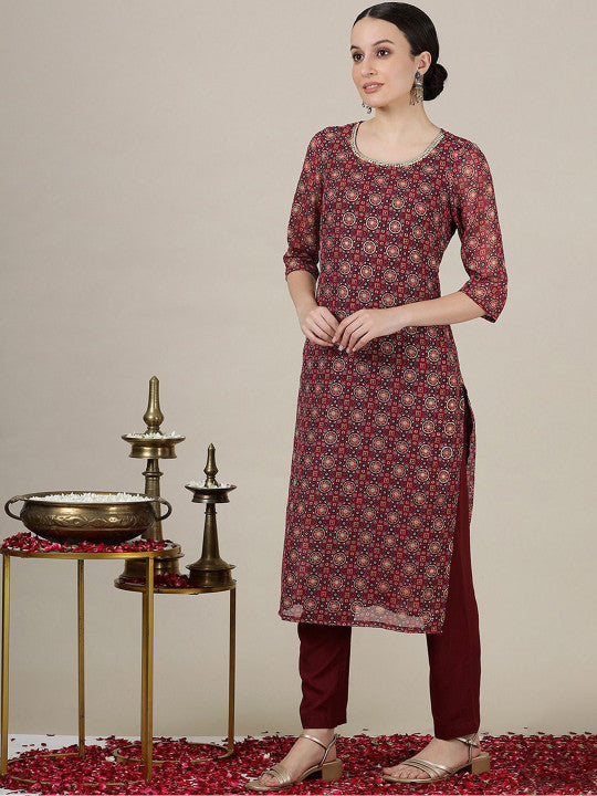 AURELIA Women Printed Kurta with Palazzos & With Dupatta