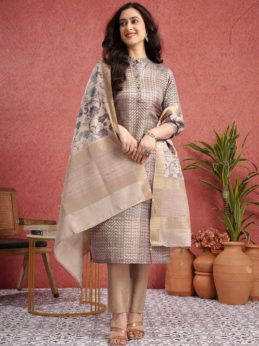 Geetha Creation Women Geometric Self Design Kurta with Trousers & Dupatta