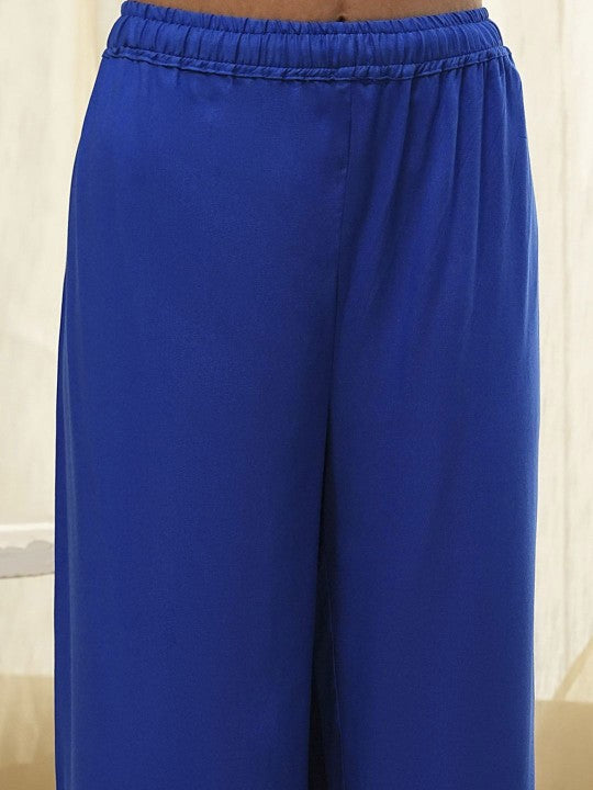 Biba Floral Embroidered Round Neck Sequinned Straight Kurta
