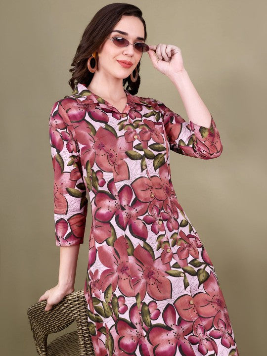 CHETI Women Floral Printed Panelled Pure Cotton Kurta Set