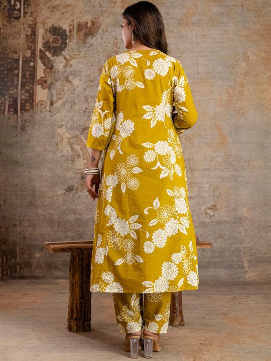 Floral Printed Pure Cotton Tunic & Palazzo Co-Ord Set