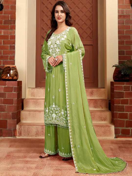 UDAY ENTERPRISE Women Floral Embroidered A-Line Kurta with Sharara & Dupatta