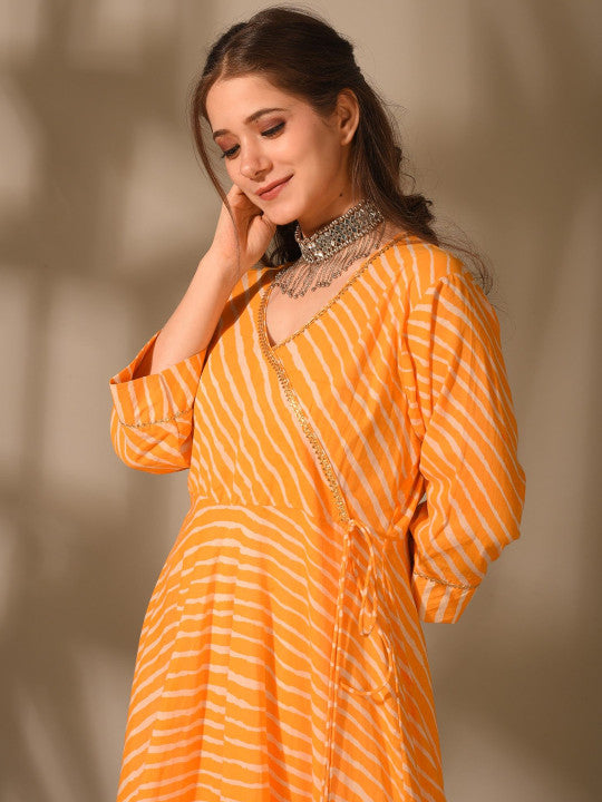 DIMPLE DESIGN STUDIO Striped Tie-Up detail Maxi Dress