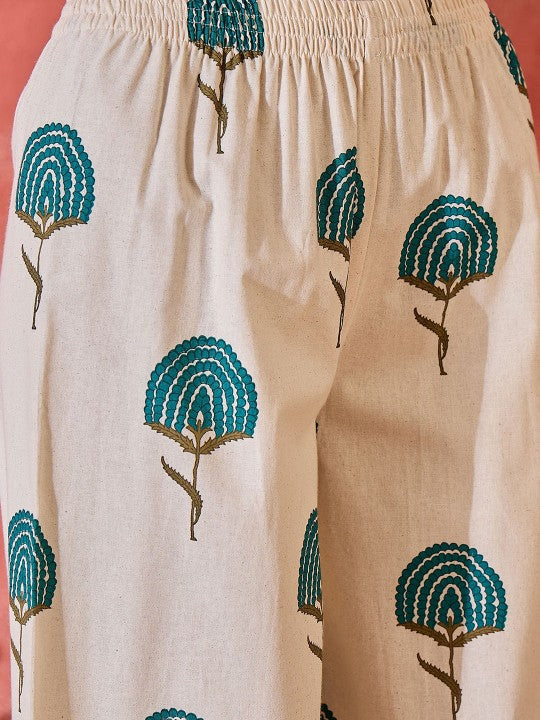 Printed Pure Cotton Tunic & Palazzo Co-Ord Set