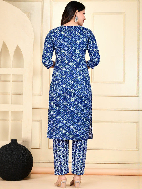 Vestimento Women Floral Printed Regular Pure Cotton Kurta With Trousers & Dupatta