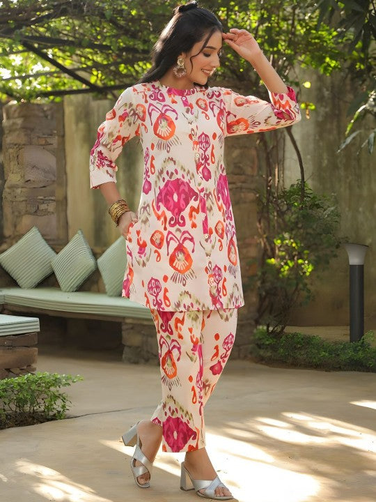Printed Pure Cotton Tunic & Trousers Co-Ord
