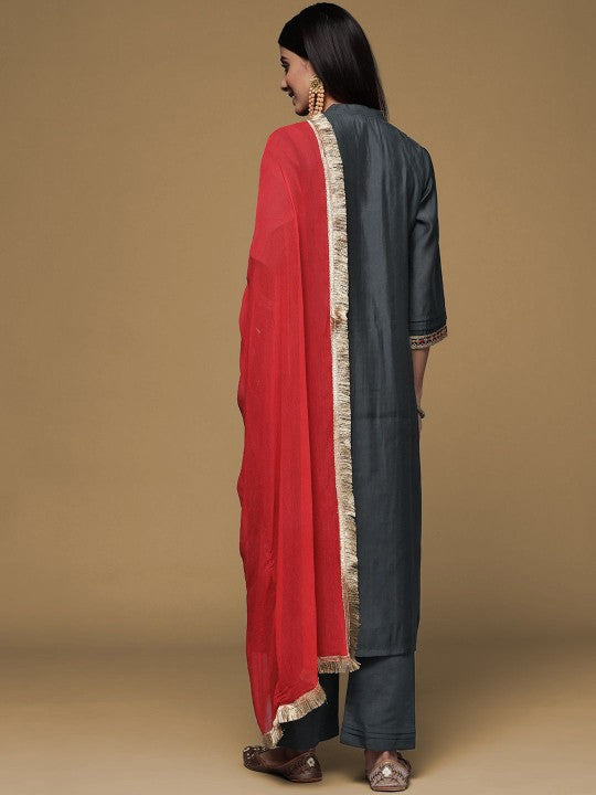 House of Pataudi Embroidered Straight Kurta