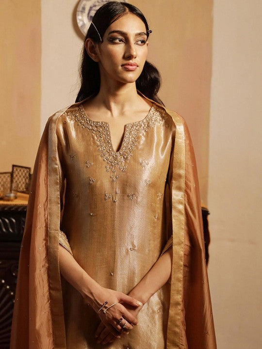 Ganga Women Ethnic Motifs Embroidered Regular Zardozi Kurta