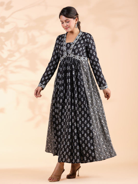 Vbuyz Women Floral Printed Fit & Flare Maxi Ethnic Dresses