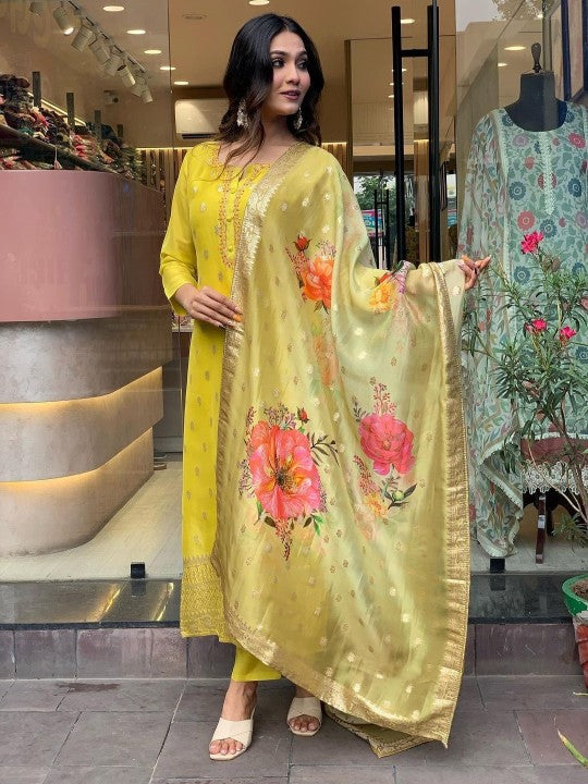 HERE&NOW Ethnic Woven Design Regular Straight Kurta