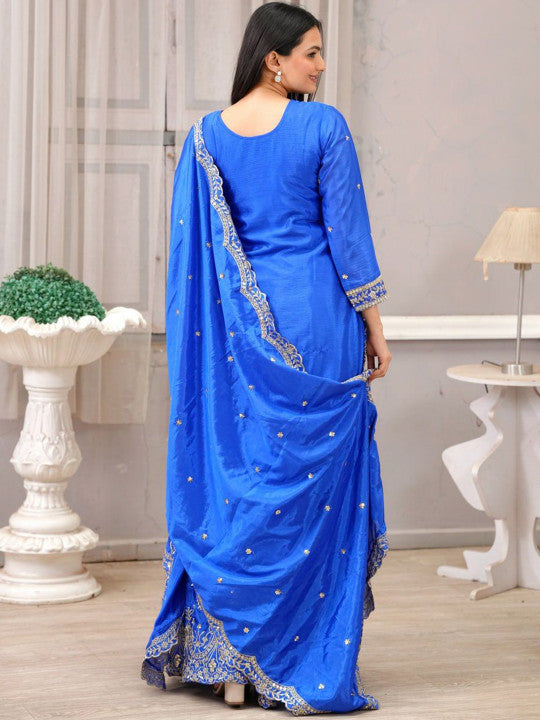 TEEYA CREATION Women Ethnic Motifs Embroidered Kurta with Sharara & Dupatta