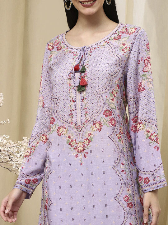 Biba Women Floral Printed Regular Kurta with Palazzos & With Dupatta