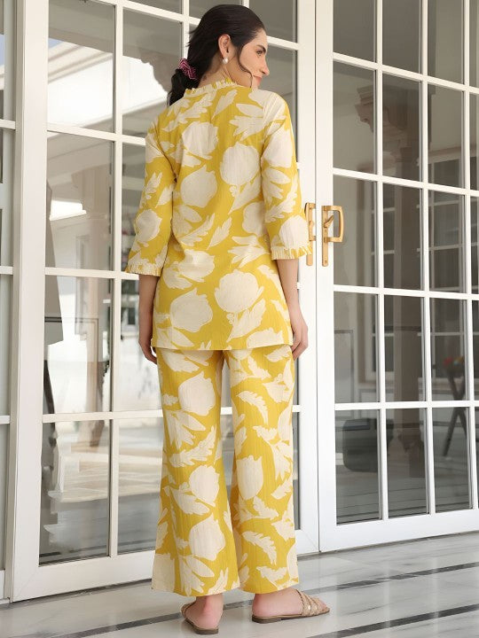 Jade & Julie Printed V-Neck Tunic With Trousers Co-Ords