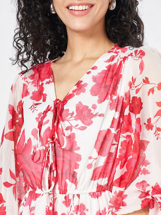Honey by Pantaloons Women Floral Print Bell Sleeve Fit & Flare Midi Dress
