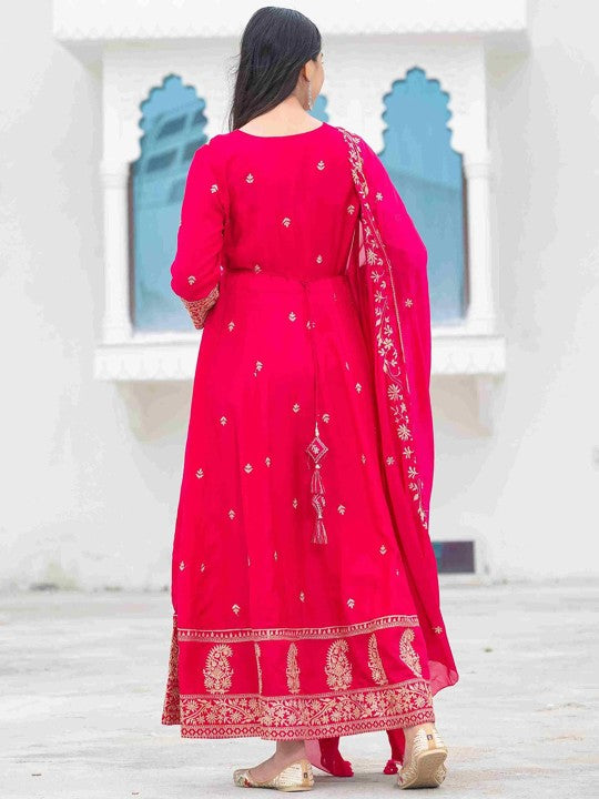 Aralia Women Floral Embroidered Kurta with Trousers & Dupatta