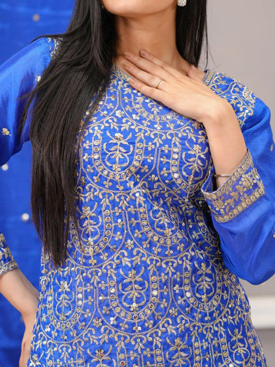 TEEYA CREATION Women Ethnic Motifs Embroidered Kurta with Sharara & Dupatta